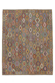 268X345 Kelim Afghan Old Stil Teppich Orientalischer Braun/Dunkelrot Großer (Wolle, Afghanistan) Carpetvista