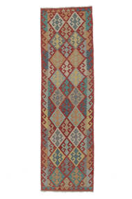 83X289 Kelim Afghan Old Style Orientalisk Hallmatta Mörkröd/Brun (Ull, Afghanistan) Carpetvista