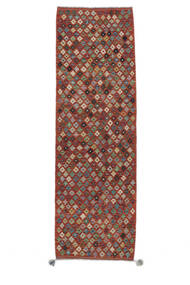 91X288 Kelim Afghan Old Style Tæppe Orientalsk Løber Mørkerød (Uld, Afghanistan) Carpetvista