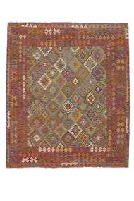 Tapete Kilim Afegão Old Style 250X293 Castanho/Vermelho Escuro Grande (Lã, Afeganistão)