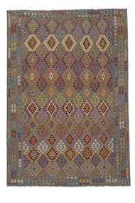  247X355 Kelim Afghan Old Stil Teppich Braun/Dunkelgrau Afghanistan Carpetvista