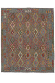  Oriental Kilim Afghan Old Style Rug 246X296 Brown/Black Wool, Afghanistan Carpetvista