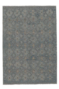 Orientalischer Kelim Afghan Old Stil Teppich 200X287 Dunkelgrau/Dunkelgelb Wolle, Afghanistan Carpetvista