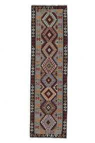  80X287 Kelim Afghan Old Style Hallmatta Svart/Brun Afghanistan Carpetvista