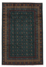  Afghan Fine Vloerkleed 198X290 Wol Zwart/Bruin Carpetvista