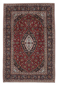 絨毯 カシャン 197X303 ブラック/ダークレッド (ウール, ペルシャ/イラン)