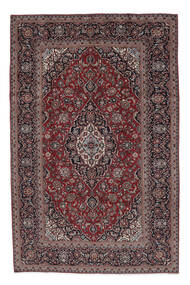 絨毯 カシャン 195X304 ブラック/ダークレッド (ウール, ペルシャ/イラン)