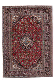  Orientalischer Keshan Teppich 244X348 Schwarz/Dunkelrot Wolle, Persien/Iran Carpetvista