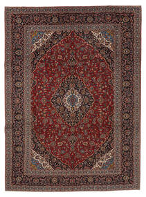 Tapete Oriental Kashan 298X406 Preto/Vermelho Escuro Grande (Lã, Pérsia/Irão)