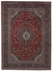 Tapete Oriental Kashan 292X402 Preto/Vermelho Escuro Grande (Lã, Pérsia/Irão)