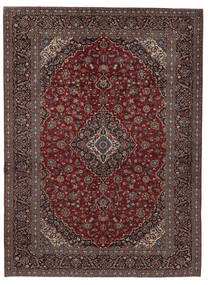 Tapete Persa Kashan 300X408 Preto/Vermelho Escuro Grande (Lã, Pérsia/Irão)