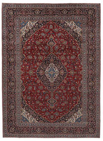 Tapete Oriental Kashan 303X415 Preto/Vermelho Escuro Grande (Lã, Pérsia/Irão)