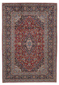 249X357 Χαλι Keshan Ανατολής Μαύρα/Σκούρο Κόκκινο (Μαλλί, Περσικά/Ιρανικά) Carpetvista