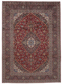 268X375 Tapis D'orient Kashan Noir/Rouge Foncé Grand (Laine, Perse/Iran) Carpetvista