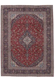 293X399 Tapete Oriental Kashan Preto/Vermelho Escuro Grande (Lã, Pérsia/Irão) Carpetvista