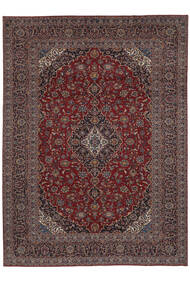 Tapis Kashan 300X418 Noir/Rouge Foncé Grand (Laine, Perse/Iran)