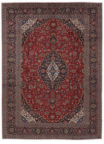 Tapete Oriental Kashan 300X410 Preto/Vermelho Escuro Grande (Lã, Pérsia/Irão)