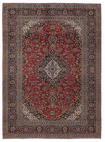 Tapete Persa Kashan 290X397 Preto/Vermelho Escuro Grande (Lã, Pérsia/Irão)