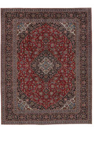 Tapete Kashan 303X389 Preto/Vermelho Escuro Grande (Lã, Pérsia/Irão)
