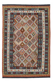 203X311 Kelim Afghan Old Style Matta Orientalisk Svart/Brun (Ull, Afghanistan) Carpetvista