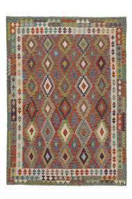  Orientalsk Kelim Afghan Old Style Teppe 208X287 Mørk Rød/Brun Ull, Afghanistan Carpetvista