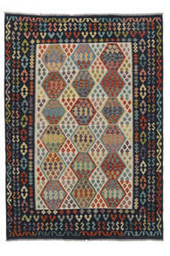  Kilim Afghan Old Style Tapis 206X288 De Laine Noir/Marron Carpetvista