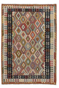 絨毯 オリエンタル キリム アフガン オールド スタイル 201X290 茶色/ブラック (ウール, アフガニスタン)
