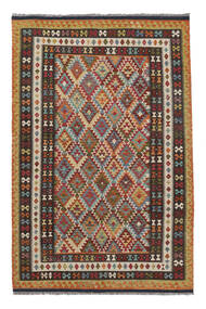 Kilim Afghan Old Style Rug 202X309 Brown/Black Wool, Afghanistan Carpetvista
