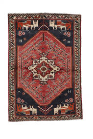 Oriental Shiraz Rug 131X193 Black/Dark Red Wool, Persia/Iran Carpetvista