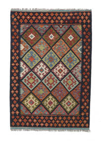  Kelim Afghan Old Stil Teppich 130X190 Schwarz/Dunkelrot Carpetvista