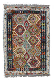 絨毯 オリエンタル キリム アフガン オールド スタイル 126X190 ダークグレー/ブラック (ウール, アフガニスタン)
