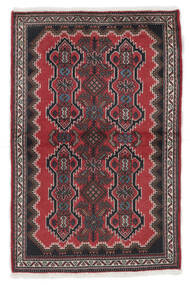  Persischer Hamadan Teppich 86X130 Schwarz/Dunkelrot (Wolle, Persien/Iran)