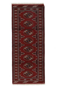82X193 Turkaman Teppich Orientalischer Läufer Schwarz/Dunkelrot (Wolle, Persien/Iran) Carpetvista