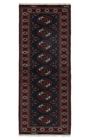 80X198 Turkaman Teppich Orientalischer Läufer Schwarz (Wolle, Persien/Iran) Carpetvista
