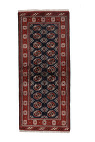 85X198 Tappeto Turkaman Orientale Passatoie Nero/Rosso Scuro (Lana, Persia/Iran) Carpetvista