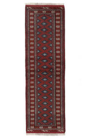  Orientalischer Turkaman Teppich 64X200 Läufer Schwarz/Dunkelrot Wolle, Persien/Iran Carpetvista