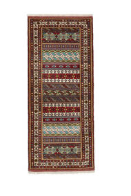 Turkaman Matot Matto 84X193 Käytävämatto Musta/Ruskea Villa, Persia/Iran Carpetvista