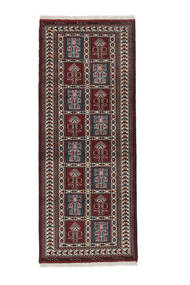 82X200 Tappeto Turkaman Orientale Passatoie Nero/Marrone (Lana, Persia/Iran) Carpetvista