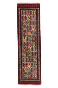 87X296 Turkaman Orientalisk Hallmatta Svart/Mörkröd (Ull, Persien/Iran) Carpetvista
