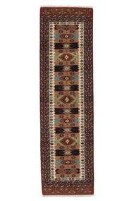 86X297 Turkaman Vloerkleed Oosters Tapijtloper Zwart/Bruin (Wol, Perzië/Iran) Carpetvista
