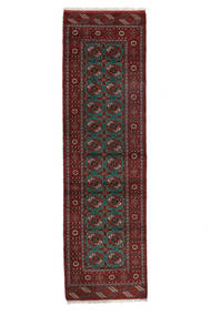 85X293 Turkaman Vloerkleed Oosters Tapijtloper Zwart/Donkerrood (Wol, Perzië/Iran)