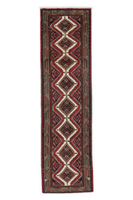 絨毯 アサダバード 81X288 廊下 カーペット ブラック/ダークレッド (ウール, ペルシャ/イラン)