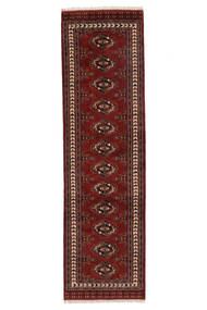 絨毯 トルクメン 86X300 廊下 カーペット ブラック/ダークレッド (ウール, ペルシャ/イラン)