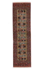 絨毯 ペルシャ トルクメン 84X297 廊下 カーペット ブラック/ダークレッド (ウール, ペルシャ/イラン)