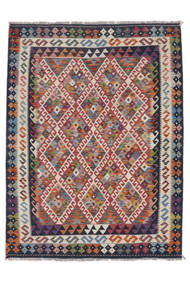  Orientalischer Kelim Afghan Old Stil Teppich 150X201 Dunkelrot/Schwarz Wolle, Afghanistan Carpetvista