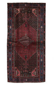 絨毯 ハマダン 111X223 ブラック/ダークレッド (ウール, ペルシャ/イラン)