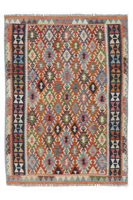 絨毯 オリエンタル キリム アフガン オールド スタイル 146X201 ブラック/ダークレッド (ウール, アフガニスタン)