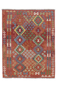 145X195 Tapis Kilim Afghan Old Style D'orient Rouge Foncé/Vert Foncé (Laine, Afghanistan) Carpetvista