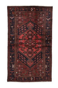 123X206 絨毯 ハマダン オリエンタル ブラック/ダークレッド (ウール, ペルシャ/イラン) Carpetvista