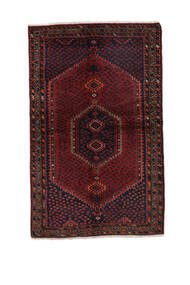 絨毯 ペルシャ ハマダン 131X210 ブラック/ダークレッド (ウール, ペルシャ/イラン)